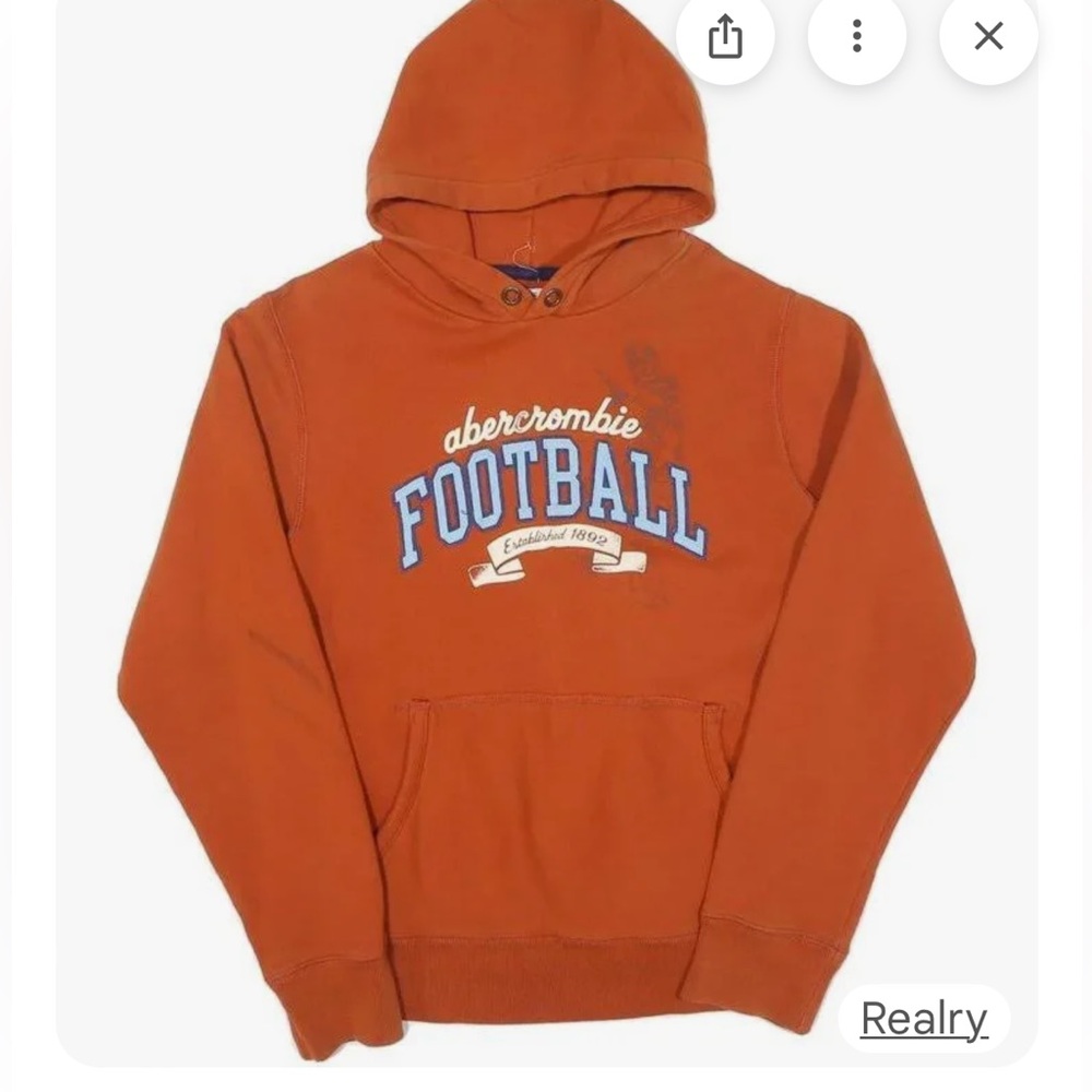 Abercrombie & Fitch Boys Football Pullover Graphic Design Orange Hoodie X Large